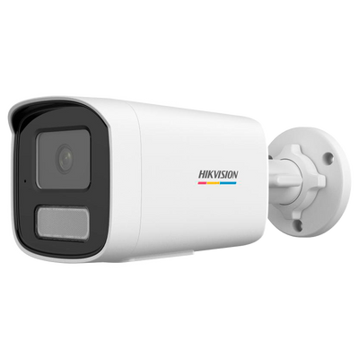 Hikvision - Cámara Bullet IP gama Value - Resolución 2 Megapíxel (1920x1080) - Lente 4 mm | ColorVu | Micrófono integrado - Luz híbrida 50 m | PoE IEEE802.3af  - Detección de movimiento 2.0 | IP67