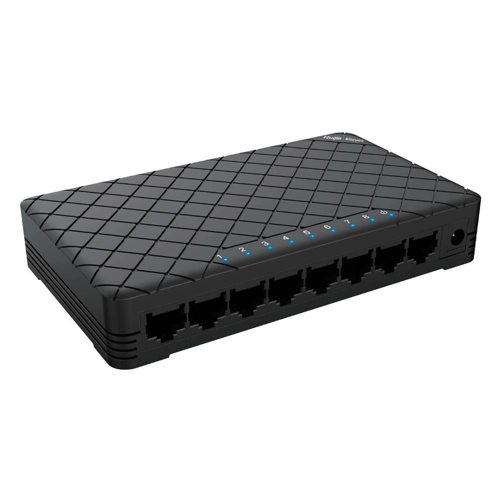 Switch de Escritorio Reyee - Carcasa de Plástico - 8 Puertos RJ45 - Velocidad 10/100/1000 Mbps - Plug and Play - Tecnología de Ahorro de Energía