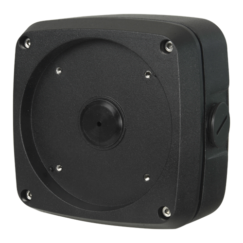 Scatola di giunzione - Per telecamere bullet o dome - Per esterni - Installazione a tetto o parete - Passacavo - Colore nero