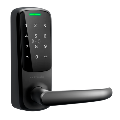 Anviz Ultraloq Smart Lock - NFC, PIN y aplicación - 50 usuarios | WiFi y Bluetooth - Autónomo 4 pilas AA - Aplicación móvil U-tec - Apto para exterior IP65