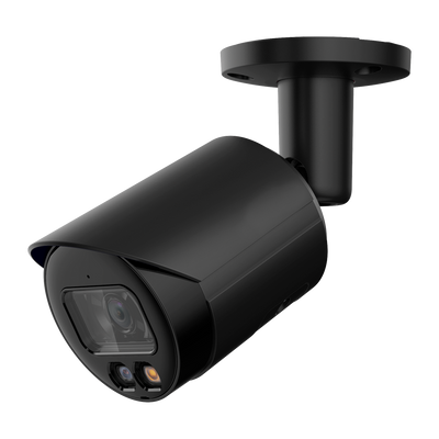 4 Megapixel BLACK IP Bullet Camera - 1/3” Progressive Scan CMOS - H.265+/H.265/H.264+/H.264 Compression - 2.8 mm Lens / LED 30 m range - WDR | Integrated microphone - Intelligent functions