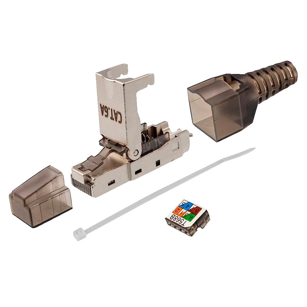 Connettore RJ45 - Compatibile con il cavo FTP Cat 6A - Housing metallico - Facile installazione senza necessità di strumenti -