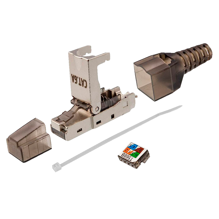 Connettore RJ45 - Compatibile con il cavo FTP Cat 6A - Housing metallico - Facile installazione senza necessità di strumenti -