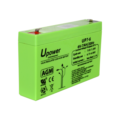 Upower - Rechargeable battery - AGM lead-acid technology - Voltage 6 V - Capacity 7.0 Ah - 100 x 151x 34/ 1150g - For backup or direct use