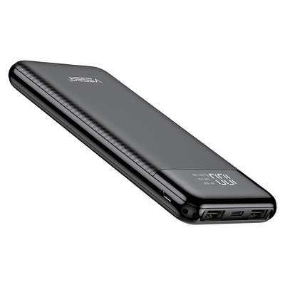 VEGER - Power bank con display LCD - Capacità 10000mAh - Ingressi Micro USB, USB-C, Uscite USB-C ,USB-A  - Ricarica di 2 dispositivi contemporaneamente