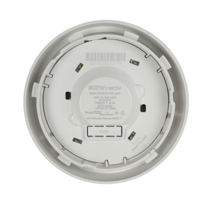 Detector de aumento de temperatura convencional - Certificado EN54 parte 5 - Alarma LED dual para visualización desde cualquier lugar - Fabricado en material ABS resistente al calor - No incluye base - Compatible con la primera versión de base