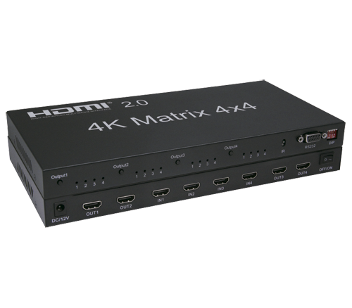 Moltiplicatore di segnale HDMI - 4 entrate HDMI - 4 uscite HDMI - Fino a 4K (entrata e uscita) - Consente il controllo remoto - Alimentazione DC 12 V