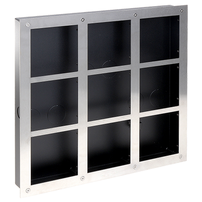 Panello frontale e cassa di registrazione - Specifico per videocitofoni - Compatibile con moduli XS-V2000E-M(X) - Fino a 9 moduli - Cassa fabbricata in acero - Pannello fabbricato in acero inossidabile