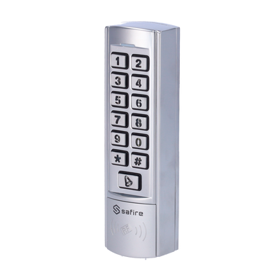 Autonomous access control - Access via EM and PIN card - Switch on relay, button and tone - Wiegand 26 | Compact design - Time control - Suitable for outdoors IP68