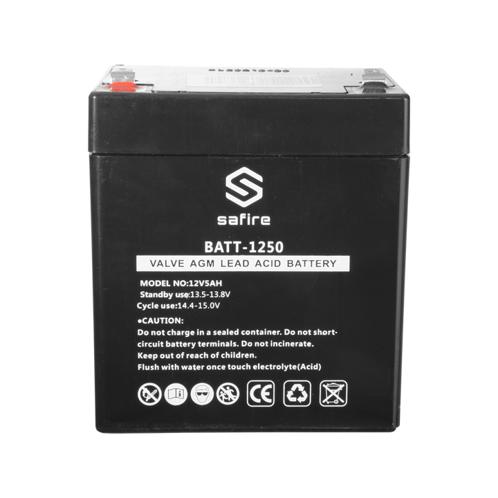 Batteria ricaricabile - Tecnologia piombo-acido AGM - Voltaggio 12 V - Capacità 5.0 Ah - 105 x 90 x 70 mm / 1630 g - Per backup o uso diretto