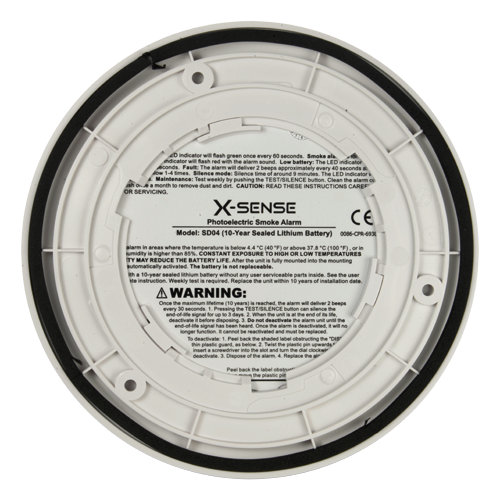 Rivelatore di fumo autonomo X-Sense - Durata della batteria 10 anni - Spia di allarme - Allarme acustico 85 dB a 3m - Pulsante Test - Certificato EN 14604:2005