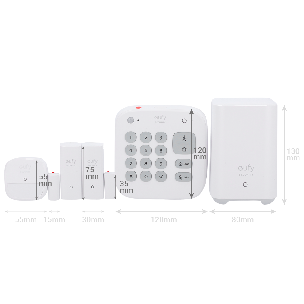 Kit de alarma Eufy by Anker - HomeBase WiFi/LAN/RF - Teclado independiente con batería - 2 sensores de apertura inalámbricos - 1 detector de presencia PIR inalámbrico - App Eufy Security