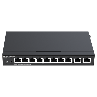 Reyee Router PoE Controller Cloud - 9 Porte GE LAN + 1 Porta GE WAN - 8 Porte PoE+ 802.3af/at / Fino a 110W in totale - Supporta fino a 4 WAN per il failover o il bilanciamento - Fino a 1500 Mbps di larghezza di banda - Server VPN IPSec, L2TP, PPTP, OpenV