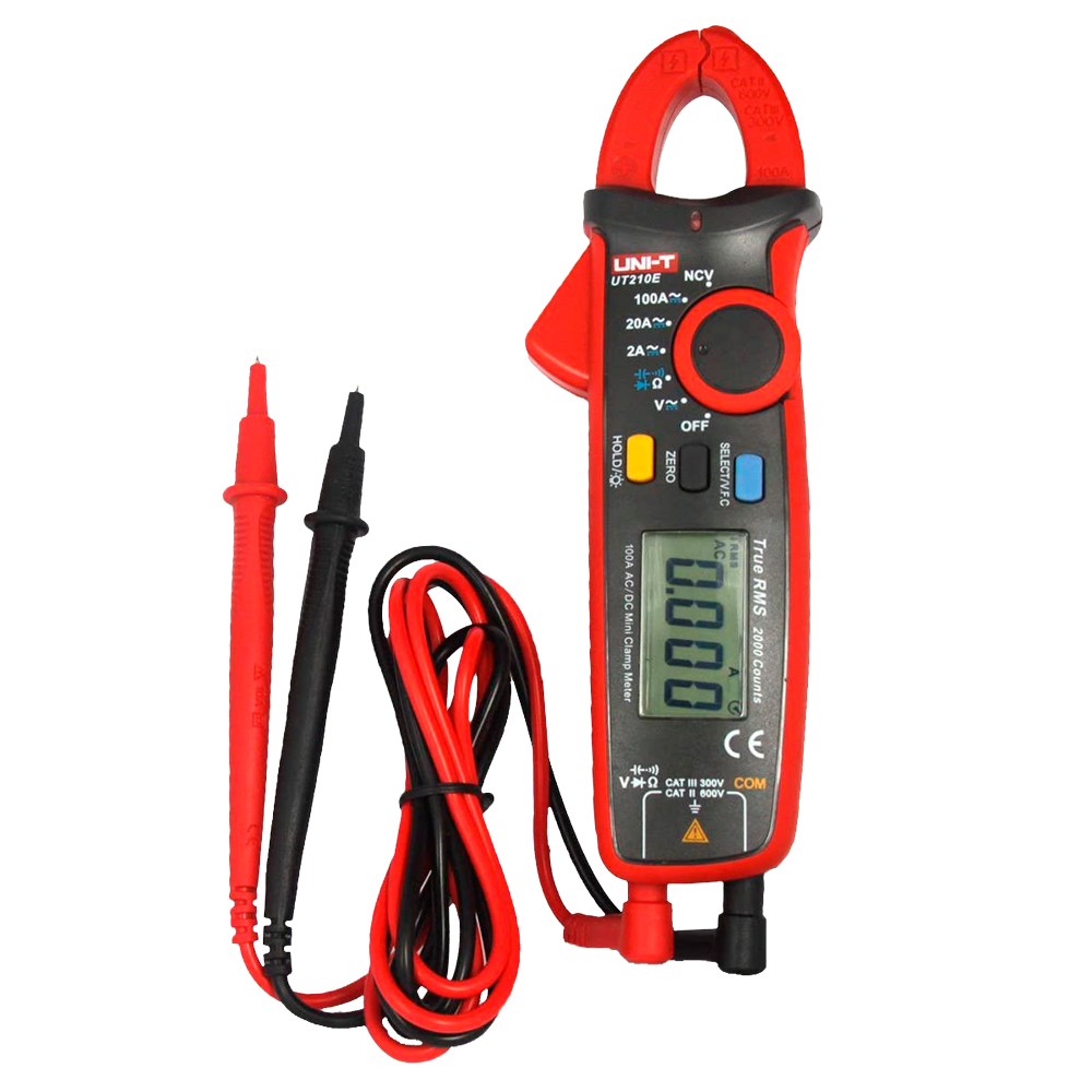 Mini clamp meter - LED display up to 6000 counts - Measurement in DC and AC up to 600V / 60A - High accuracy AC with True RMS function - Measurement of resistance and capacitance - Buzzer for continuity test