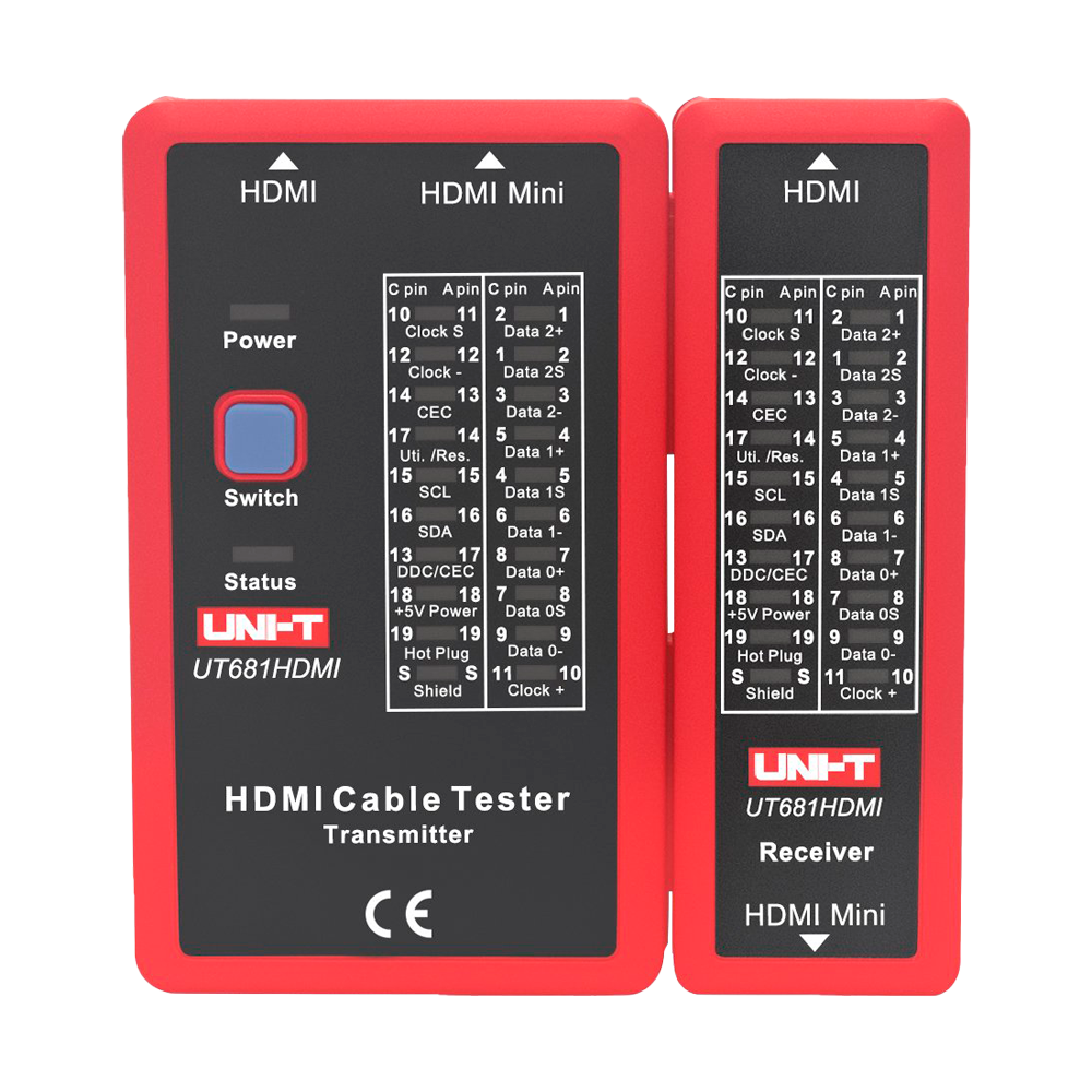 Probador de cables - Comprobación del estado de los cables HDMI/MINI-HDM - Evaluación de cables en cortocircuito y cruzados - Comprobación del estado del blindaje del cable - Modo de prueba de escaneo - Apagado automático