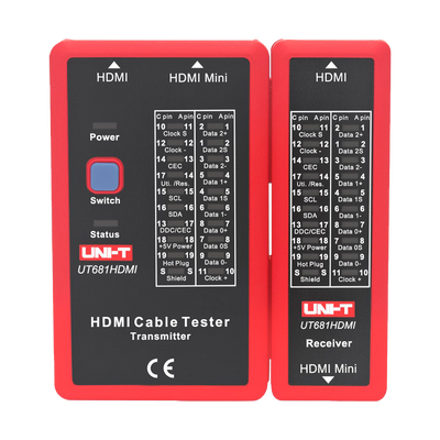 Tester di cavi - Controllo di stato dei cavi HDMI/MINI-HDM - Valutazione di cavi in cortocircuito e incrociati -  Controllo dello stato della schermatura dei cavi - Modalità di test di scansione - Spegnimento automatico