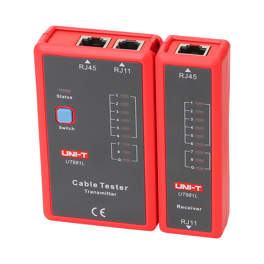Cable tester - RJ45/RJ11 cable status check - Fast mode and slow mode tests - Auto power off