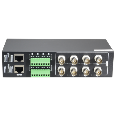 Video Balun 4N1 (HDTVI, HDCVI, AHD y CVBS) - 8 canales pasivos - Incluye 8 BA612P-HAC - Conexión BNC y RJ45 - Distancia: 180 ~ 440 m - Montaje en rack de 19"