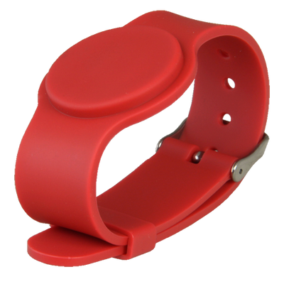 Proximity Bracelet - Radio Frequency ID - Passive MF | Maximum security - 13.56 MHz frequency - Red color - Adjustable strap by points