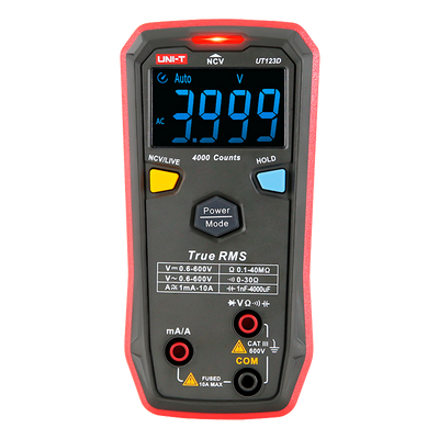 Multímetro digital de bolsillo - Medición de tensión CC y CA hasta 600V - Medición de intensidad CC y CA hasta 10A - Medición de resistencia y capacitancia - True RMS | Función NVC - Zumbador para prueba de continuidad