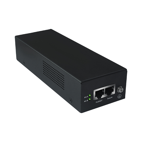 Inyector PoE - Entrada/Salida RJ45 10/100/1000 Mbps - Potencia 90 W - Distancia máxima 100 m - PoE/PoE+/Hi-PoE IEEE802.3af/at/bt - Estabilizado y protegido