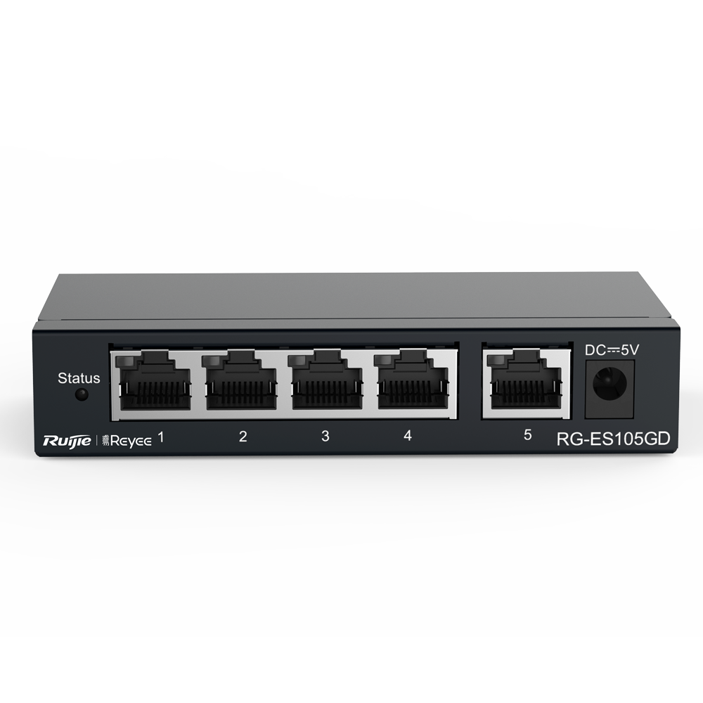 Reyee Switch da Tavolo - Alloggiamento in Metallo - 5 porte RJ45 - Velocità 10/100/1000 Mbps - Plug and Play - Tecnologia a risparmio energetico