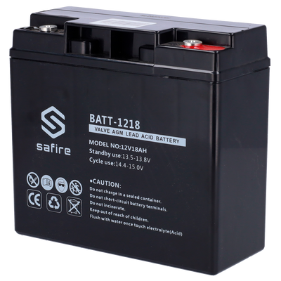 Rechargeable battery - AGM lead-acid technology - Voltage 12 V - Capacity 18 Ah - 168 x 181 x 77 mm / 5600 g - For backup or direct use