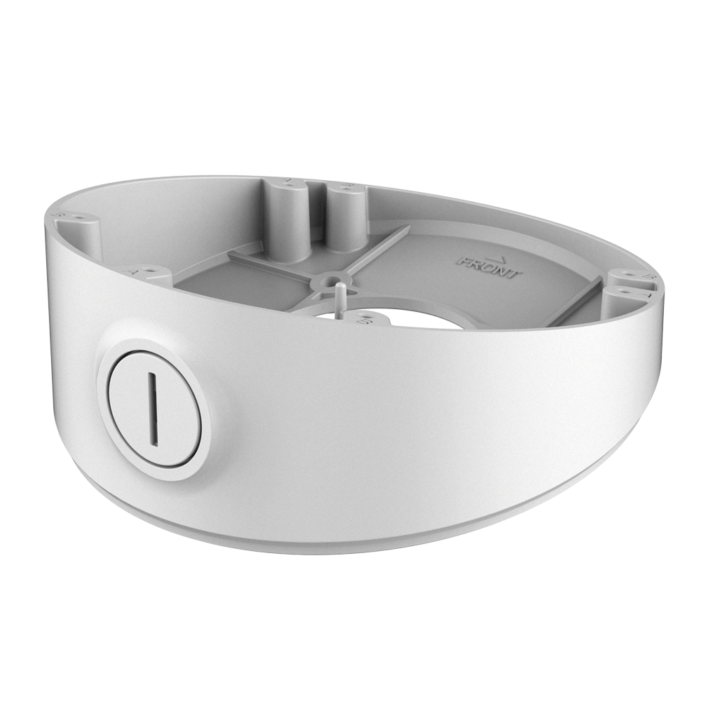 Inclined junction box - For dome cameras - 20º angle of inclination - Roof or wall installation - Hollow pins - White color
