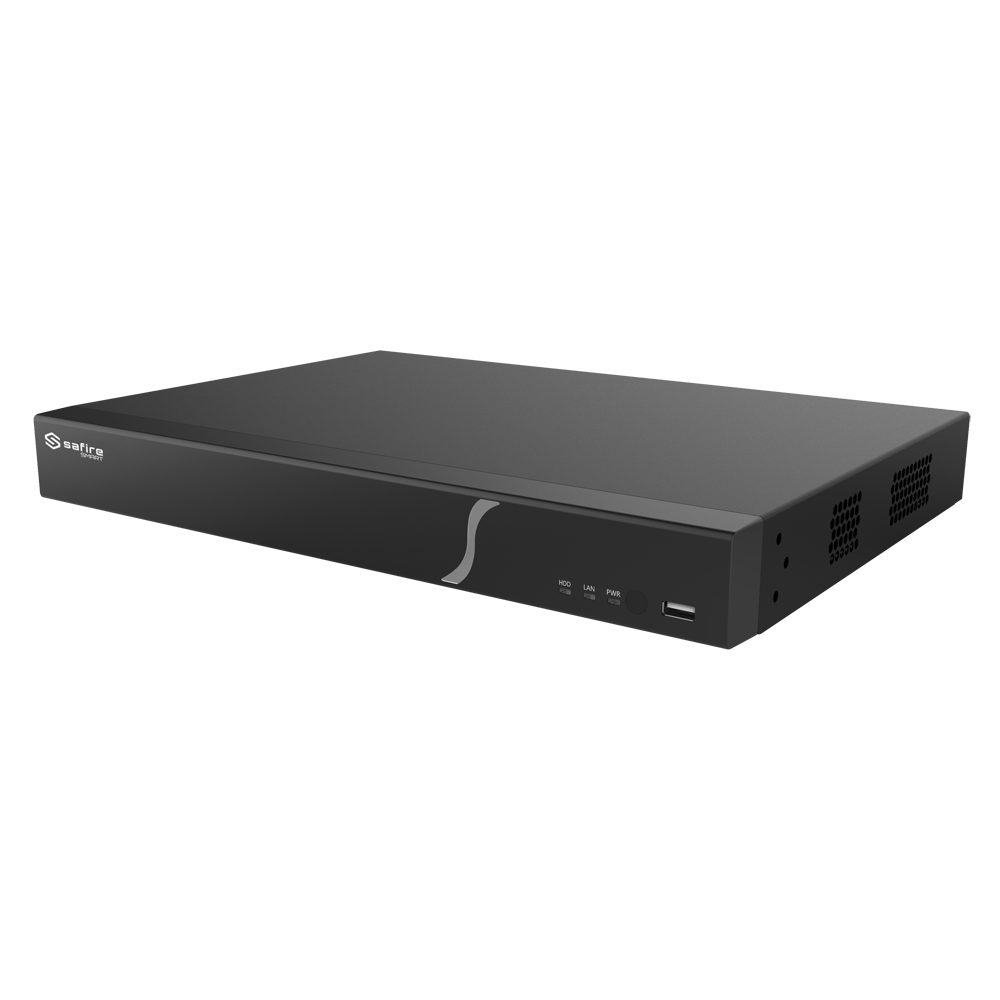 Safire Smart - Grabador NVR para cámaras IP gama B2 - 32CH vídeo / Compresión H.265S / 2HDD - Resolución hasta 12Mpx / Ancho de banda 192Mbps - 2 HDMI y VGA / Dewarping Fisheye - Reconocimiento facial, Metadatos de vídeo