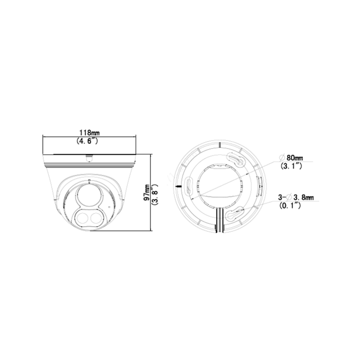 Telecamera IP 3 Megapixel - Serie Uniarch - 1/2.7" Progressive Scan CMOS - Ottica 2.8 mm - IR LED Portata 30 m| LED Bianco 15m - Interface WEB, CMS, Smartphone e NVR