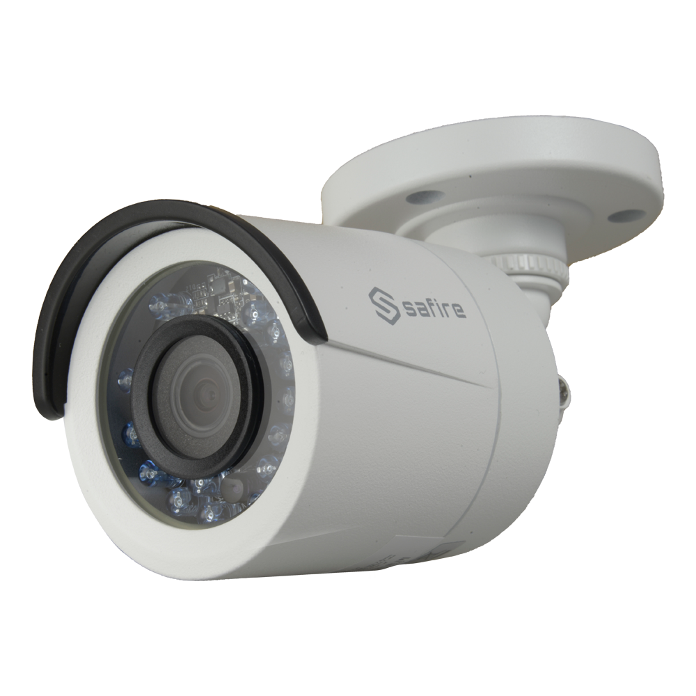 Telecamera HDTVI Safire 1080p (25FPS) - Power Over Coaxial (PoC Safire) - 2Mpx High Performance CMOS - Ottica 2.8 mm (103º) - IR LED Portata 20 m - Menù OSD remoto da DVR