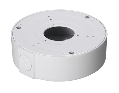 Scatola di giunzione - Per telecamere dome o bullet - Per esterni - Installazione a tetto o parete - Colore bianco - Passacavo