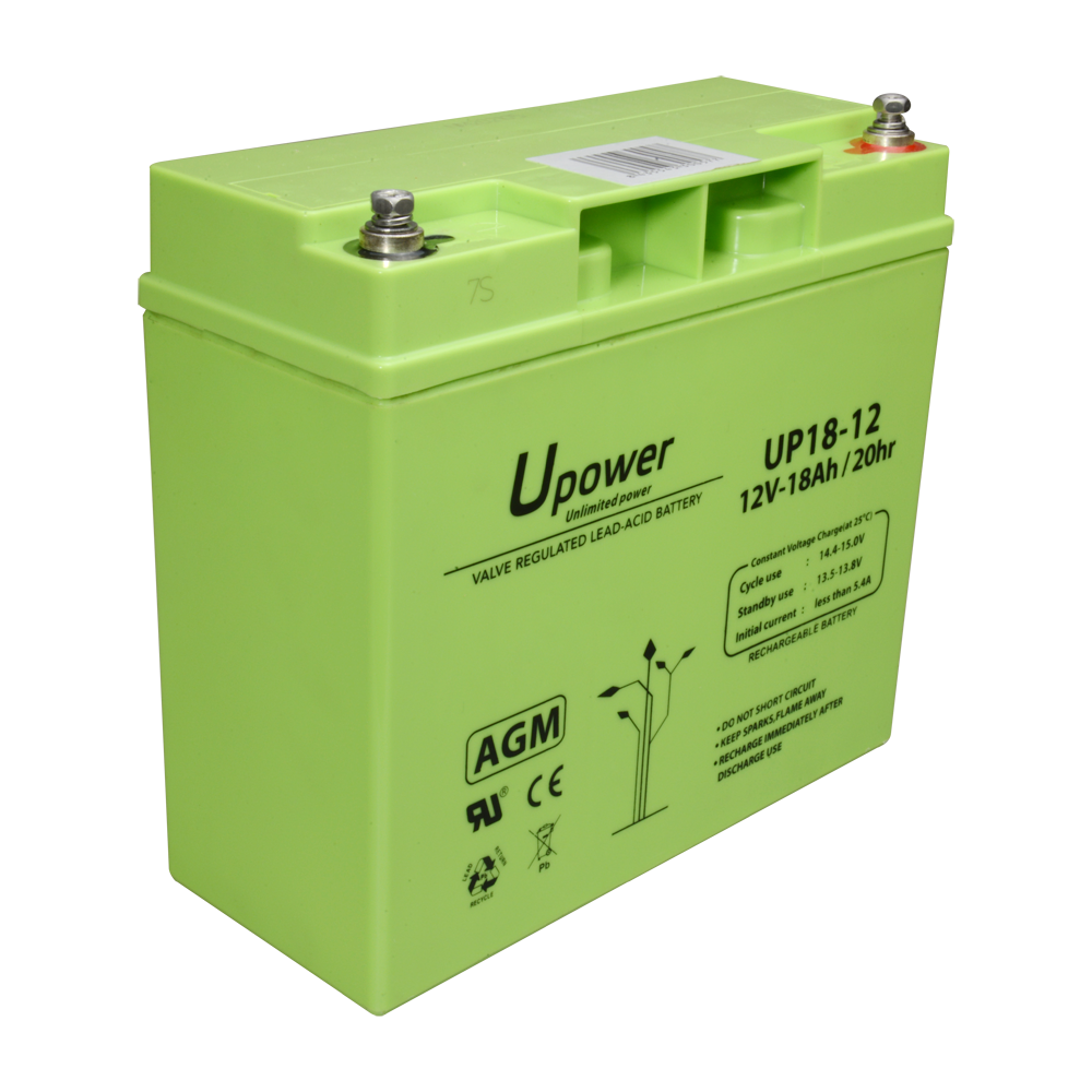 Upower - Rechargeable battery - AGM lead-acid technology - Voltage 12 V - Capacity 18.0 Ah - 167.5 x 181.5xx 77/ 5700g - For backup or direct use