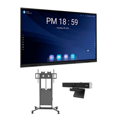Monitor interattivo 75" con risoluzione 4K
 - Webcam USB con risoluzione 4K
 - Supporto motorizzato con ruote