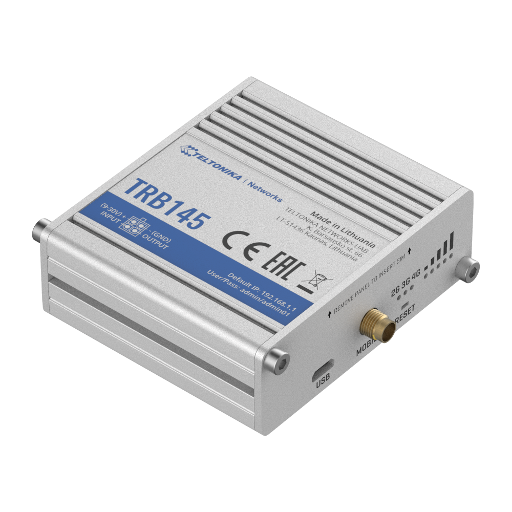 Teltonika Gateway 4G Industrial - 4G Cat 1 / 3G / 2G - Porta RS485 - Connettore Micro USB - Design compatto