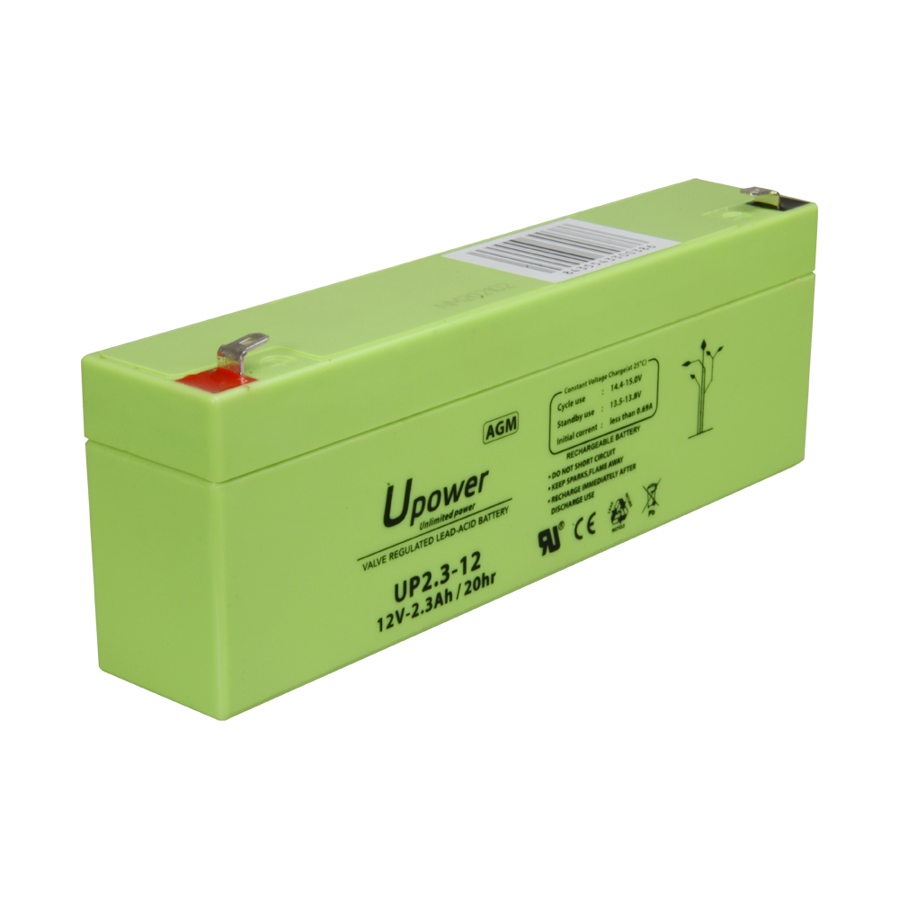 Upower - Rechargeable battery - AGM lead-acid technology - Voltage 12 V - Capacity 2.3 Ah - 66 x 178 x 35 mm/ 960 g - For backup or direct use