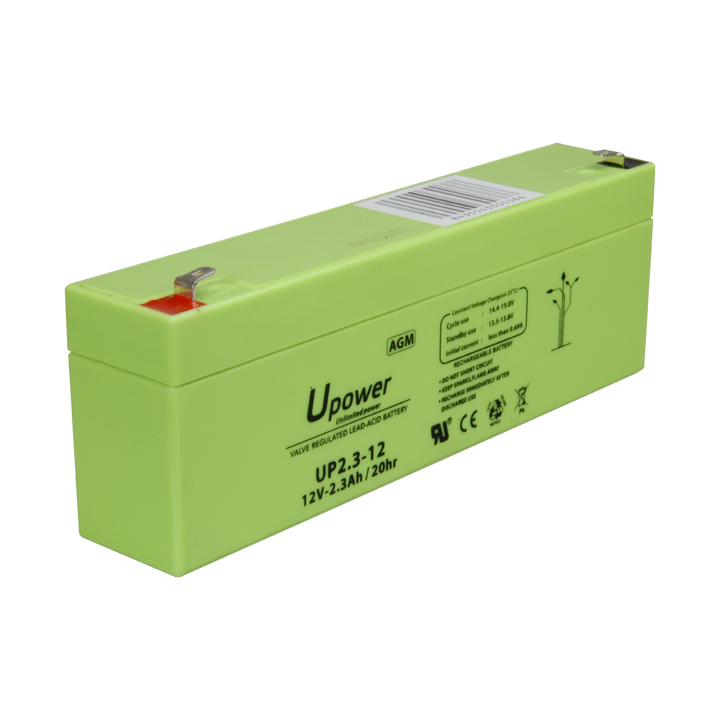 Upower - Rechargeable battery - AGM lead-acid technology - Voltage 12 V - Capacity 2.3 Ah - 66 x 178 x 35 mm/ 960 g - For backup or direct use