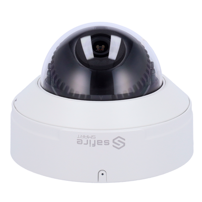 Safire Smart - Telecamera Dome IP gamma E1 Intelligenza Artificiale - Risoluzione 4 Megapixel (2566x1440) - Ottica 2.8 mm | Microfono integrato | IR 50m - IA: Classificazione di persone e veicoli - Waterproof IP67 &amp; IK10 | PoE (IEEE802.3af)