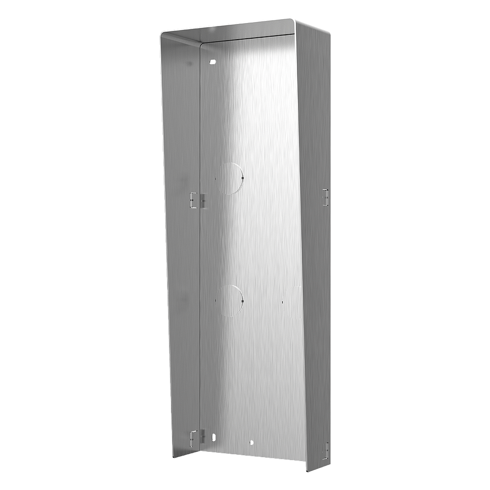 Supporto modulare da parete - Per 3 moduli - Specifico per i videocitofoni Hikvision - Compatibile con i moduli Hikvision - Con visiera - Pannello fabbricato in acero inossidabile