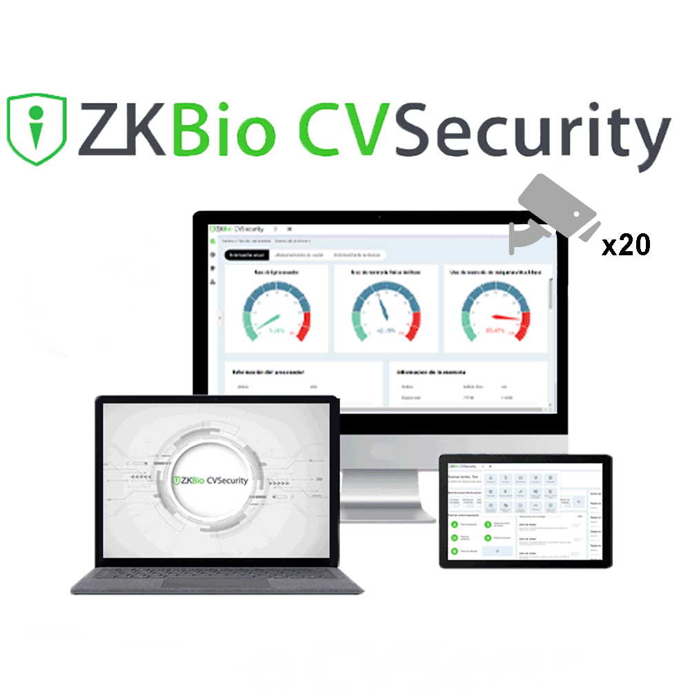 Licencia software de proyectos - Módulo de CCTV | 20 canales - Arquitectura Servidor/Navegador - Vínculos con eventos de control de acceso - Necesaria licencia de accesos ZK-SOF-BIOCV-x - Base de datos profesional PostgreSQL