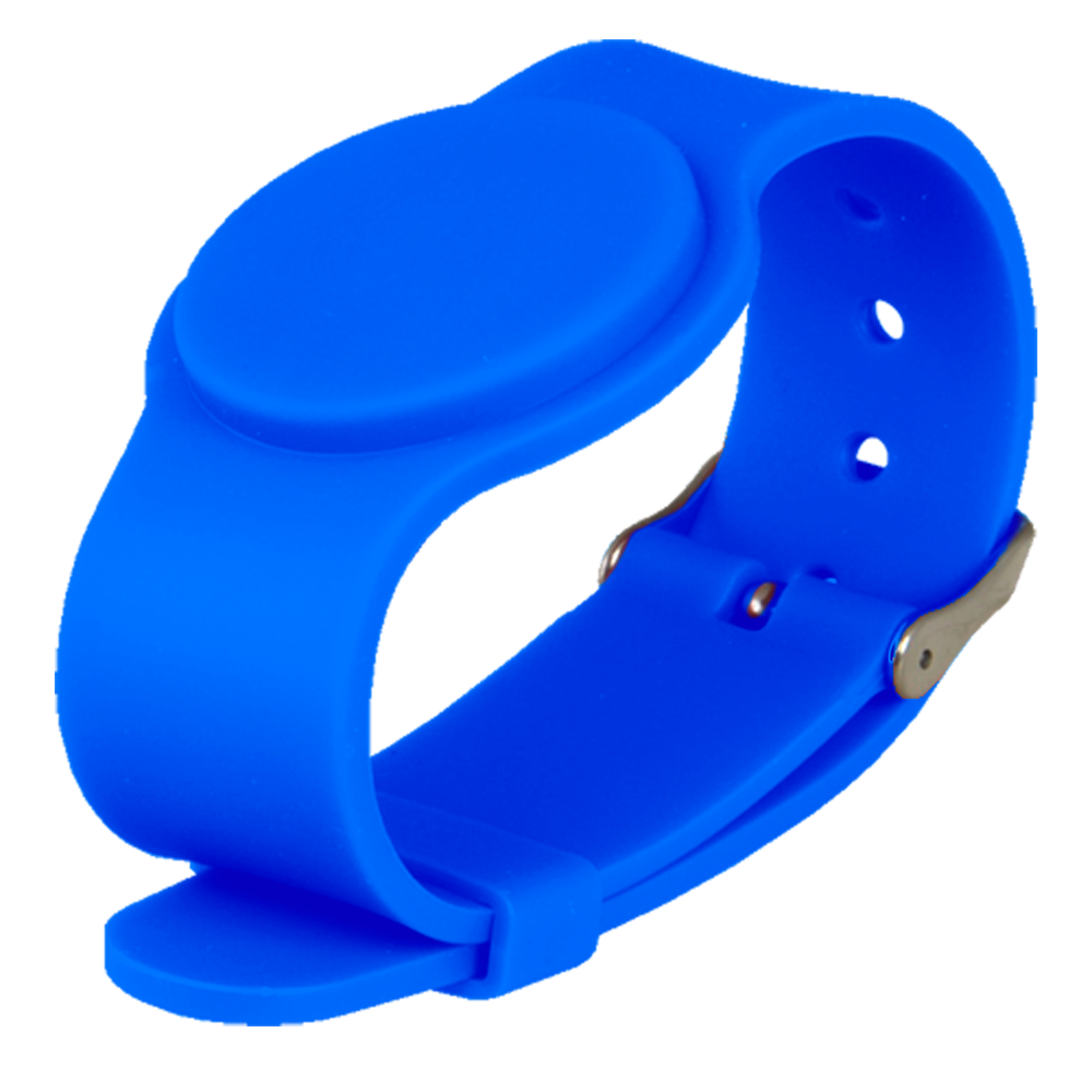 Bracciale di prossimità - ID per radiofrequenza - MF passivo | Colore azzurro - Alta frequenza 13.56 MHz - Cinturino regolabile - Massima sicurezza