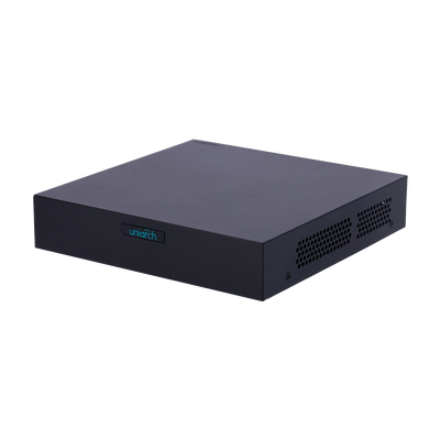 Grabador NVR Uniarch - 4 CH vídeo /  4 CH PoE - Ancho de banda 64Mbps - HDMI Full HD y VGA - Resolución máxima 6Mpx - Admite 1 disco duro max.6 Tb