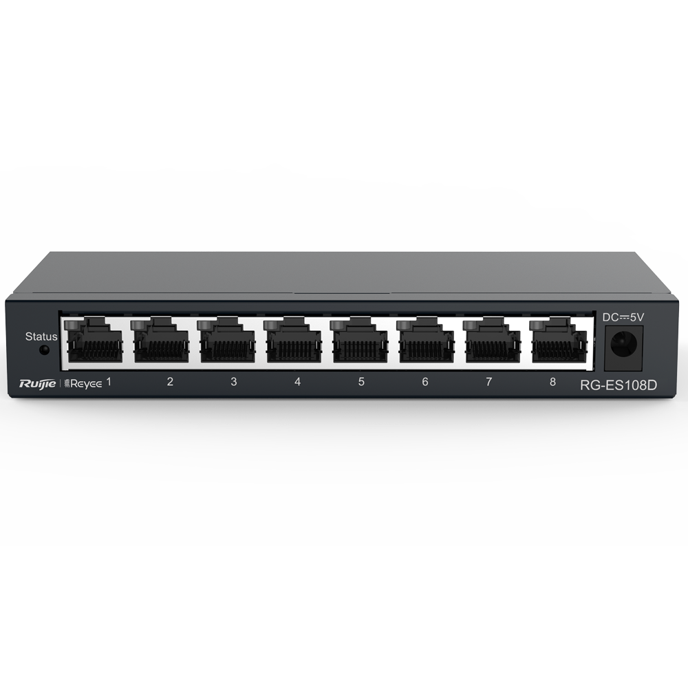 Reyee Switch da Tavolo - Alloggiamento in Metallo - 8 porte RJ45 - Velocità 10/100 Mbps - Plug and Play - Tecnologia a risparmio energetico