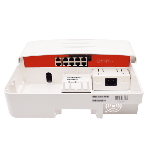 Switch PoE per esterni - 8 porte PoE + 2 Uplink RJ45 - Velocità 10/100/1000 Mbps (2 PoE + 2 Uplink) - A 120 W in totale per tutte le porte - Norma IEEE802.3at (PoE+) / af (PoE) - Grado di protezione IP65