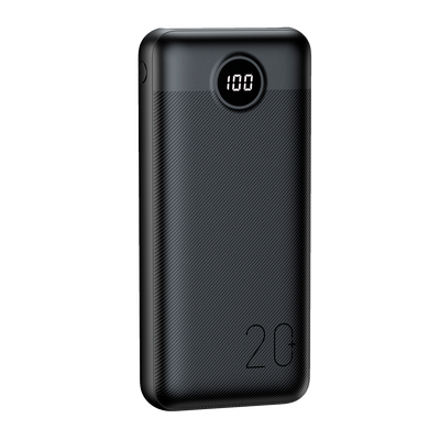 VEGER - Ultra thin power bank - 20000mAh (74Wh) capacity - 20W fast charging - Micro USB, USB-C inputs, 2 USB-A outputs - LCD screen