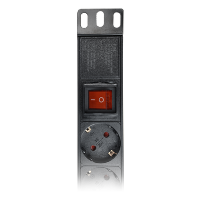 Power strip - 1U rack format - 8 outputs up to 250VAC / 16A max. - On/off switch - Black colour