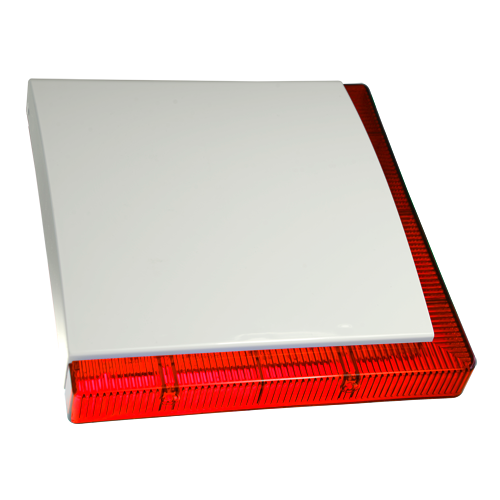 Sirena per esterni cablata - Certificato di grado 3 - Pressione sonora massima 109 dBA - Flash di 1 segnalizzazione barra LED - Luce rossa e frontale personalizzabile - Batteria di backup inclusa