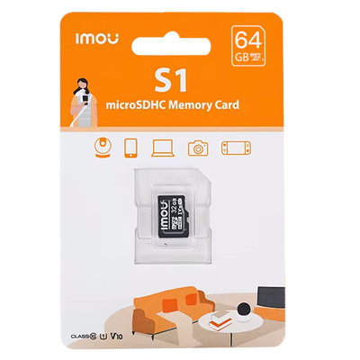 Imou Tarjeta de memoria Micro SD Clase 10 64GB - Compatible para camaras de vigilancia - Clase 10 / V30 - Uso en interiores - Material platico - Facil instalacion