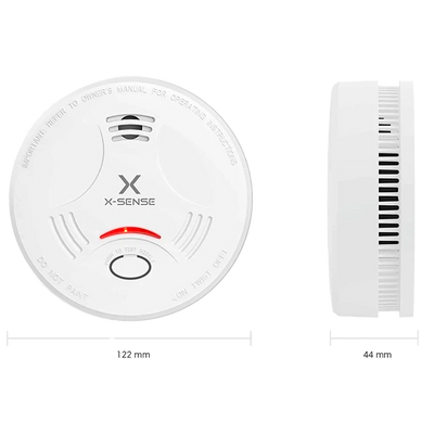 Rivelatore di fumo autonomo X-Sense - Durata della batteria 10 anni - Spia di allarme - Allarme acustico 85 dB a 3m - Pulsante Test - Certificato EN 14604