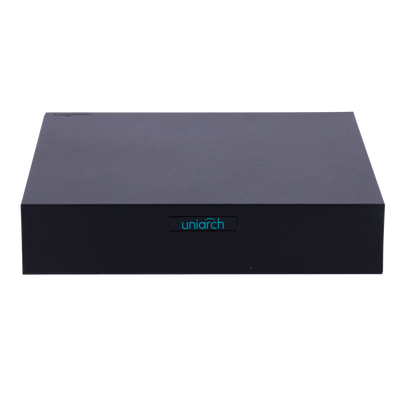 Grabador NVR para cámaras IP - Uniarch - 8 CH vídeo / Compresión Ultra 265 / PoE - HDMI 4K y VGA simultáneos - Resolución máxima 6 Mpx - Admite 1 disco duro de hasta 6 TB
